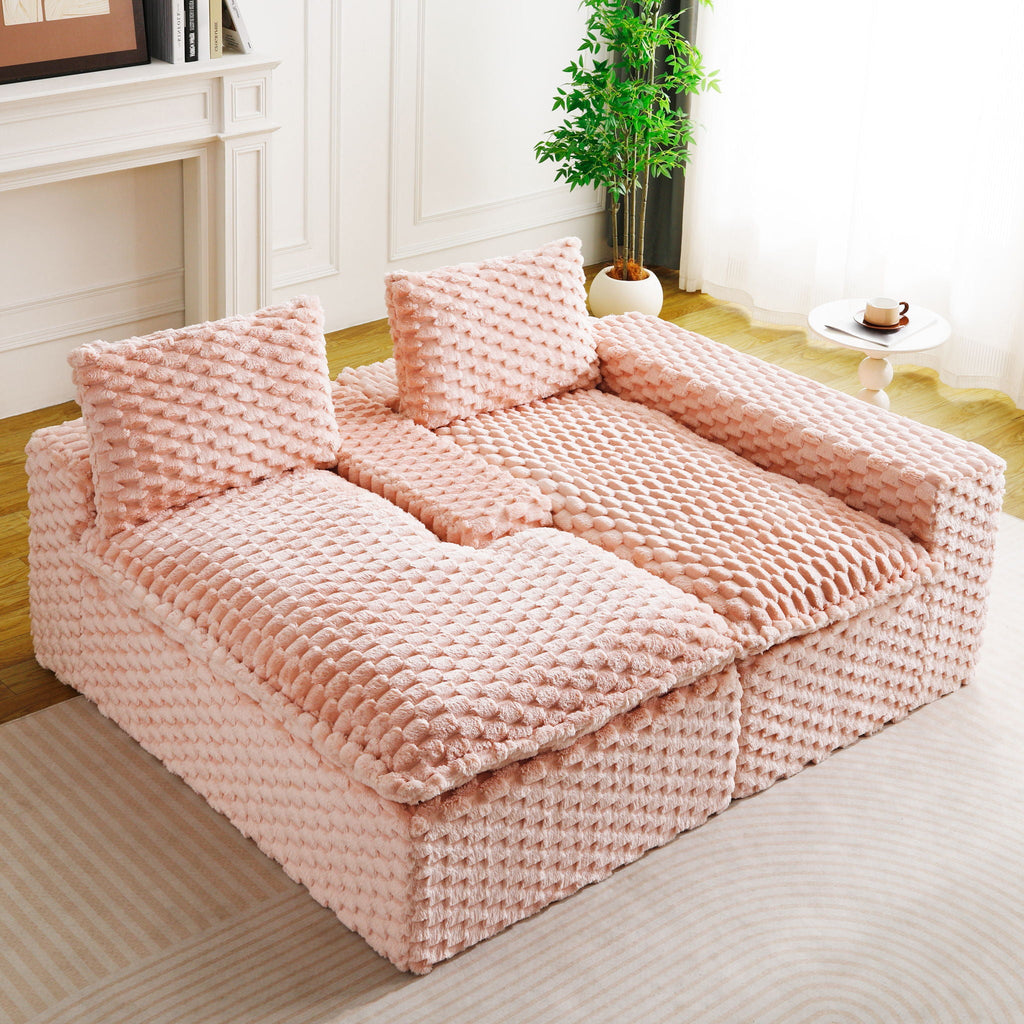 Modular Sofa, Convertible Twin Seat With Chaise Lounge - PhishStones Products
