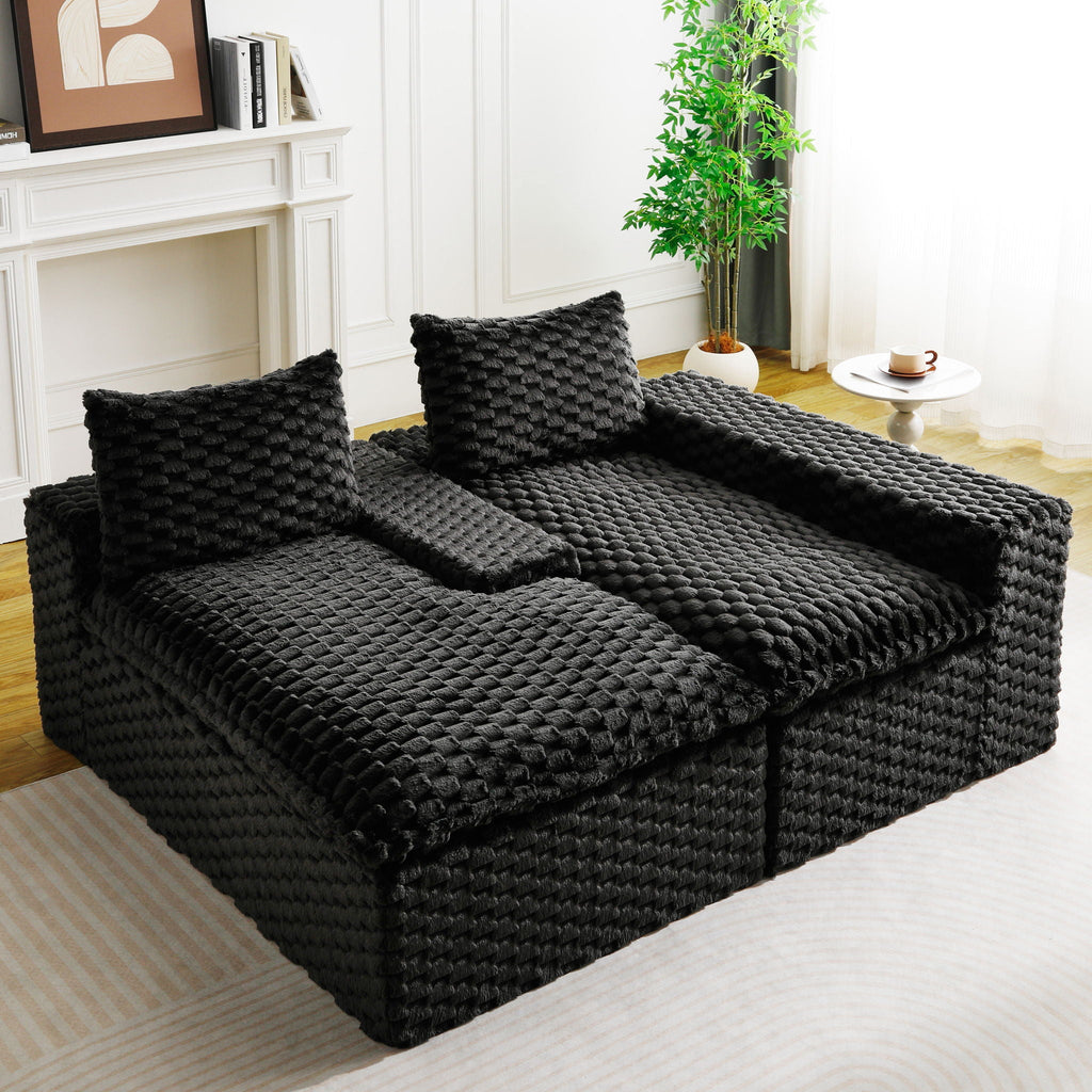 Modular Sofa, Convertible Twin Seat With Chaise Lounge - PhishStones Products