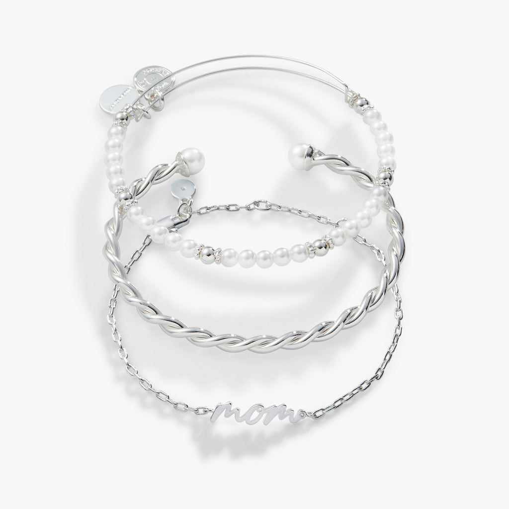 Mom Script Bracelet, Set of 3