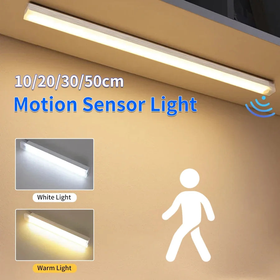 Motion Sensor Rechargeable LED Light for Closet Cabinet Wardrobe, Wireless Under - Cabinet Night Light, 4/8/12/20 in (10/20/30/50 cm) - PhishStones Products