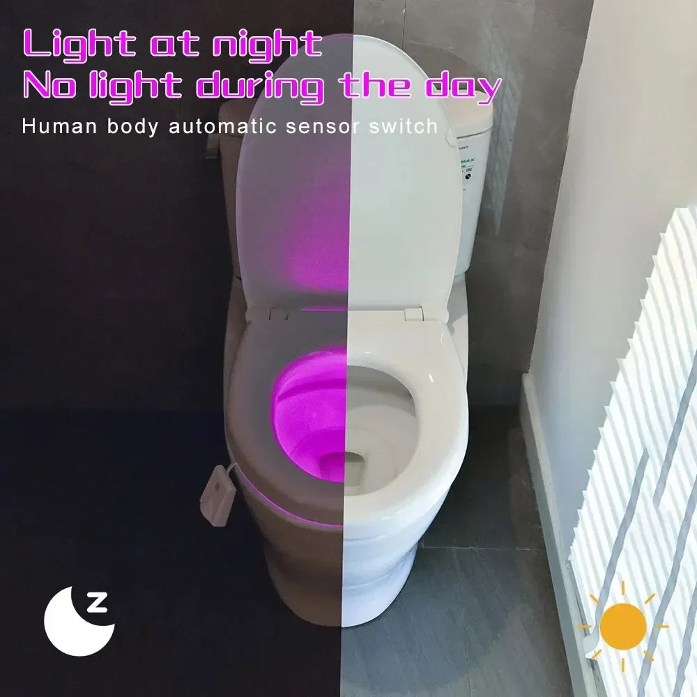 Motion Sensor Toilet Night Light 7 - Color Rechargeable LED Toilet Bowl Nightlight with Star Projection - PhishStones Products