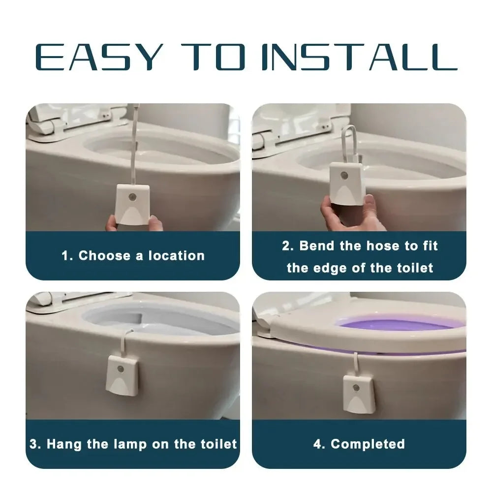 Motion Sensor Toilet Night Light 7 - Color Rechargeable LED Toilet Bowl Nightlight with Star Projection - PhishStones Products