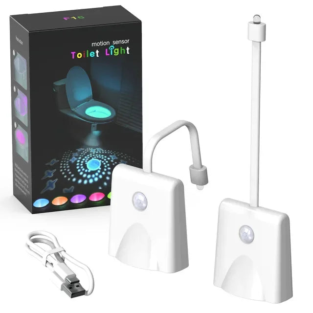 Motion Sensor Toilet Night Light 7 - Color Rechargeable LED Toilet Bowl Nightlight with Star Projection - PhishStones Products