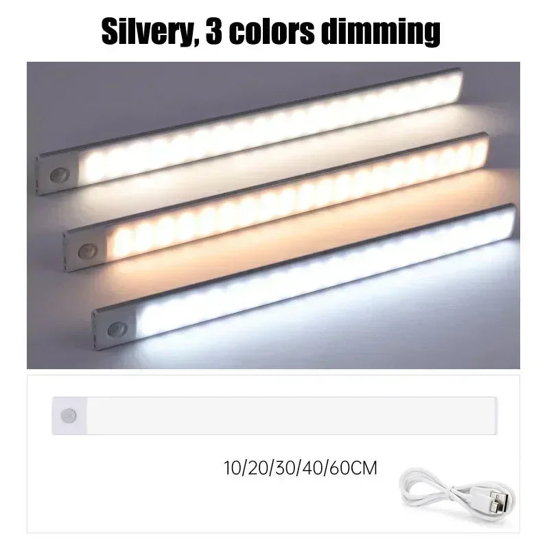 Motion Sensor USB Rechargeable LED Night Light – Wireless Wall & Cabinet Lamp, 3 - Color Dimmable - PhishStones Products