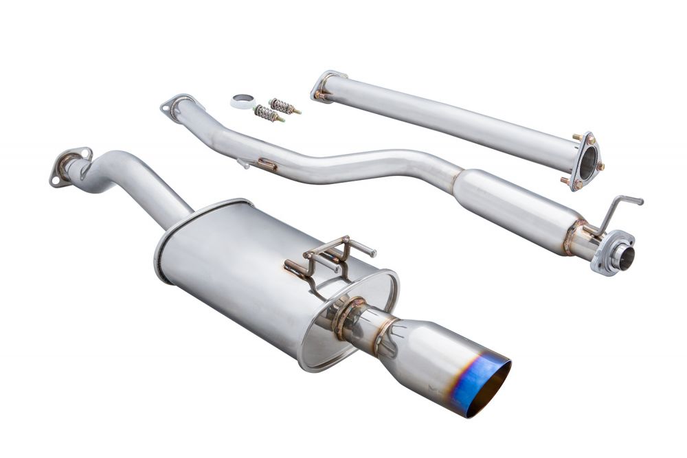 Megan Racing Mid Pipe & Cat-Back Exhaust for 2012-2015 Honda Civic Si Sedan - Burnt Rolled Tips MR-CBS-HC124DSI-VO+M