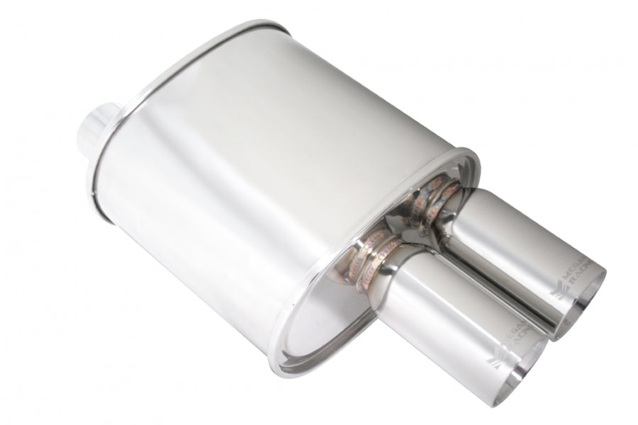 Megan Racing Universal Exhaust F-RT Dual Tip Muffler - Dual Tip 2.5" Pipe 3" Stainless Steel MR-MU-FRT-2