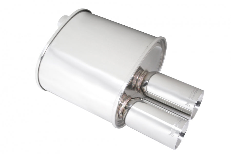 Megan Racing Universal Exhaust F-RT Dual Tip Muffler - Dual Tip 2.5" Pipe 3" Stainless Steel MR-MU-FRT-2