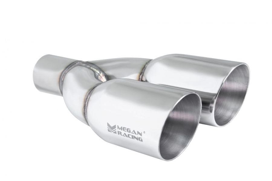 Megan Racing Universal Stainless Twin Roll Tips for Driver Side 3.5" Tips 2.5" Piping