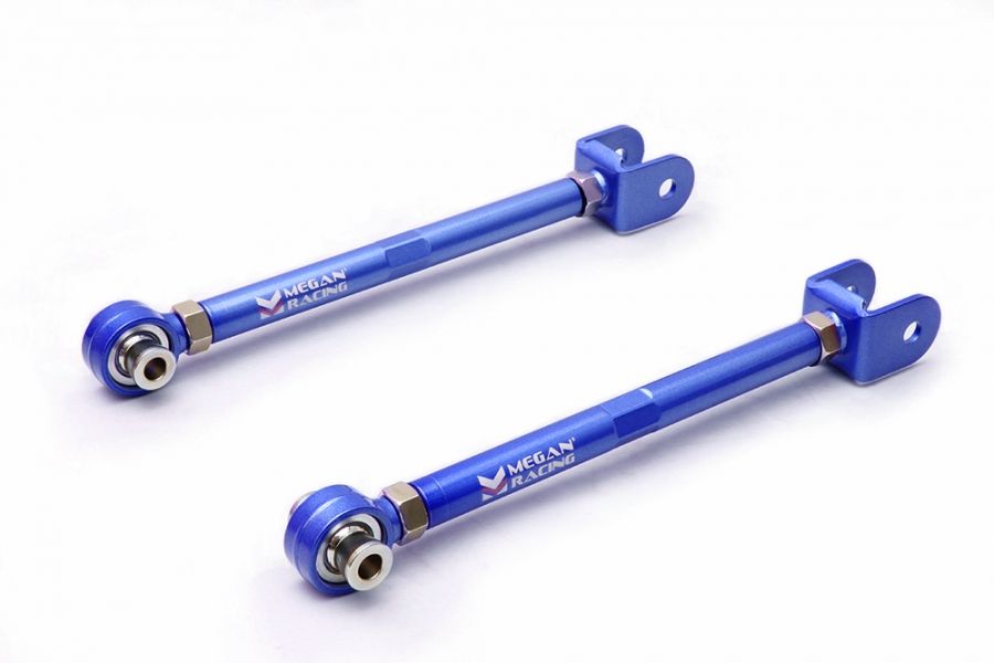 Megan Racing Rear Lower Toe Arms for Nissan 240SX 95-98 - Adjustable Pillow Ball Bearing MRS-NS-1822-II, Powder-coated Blue Finish