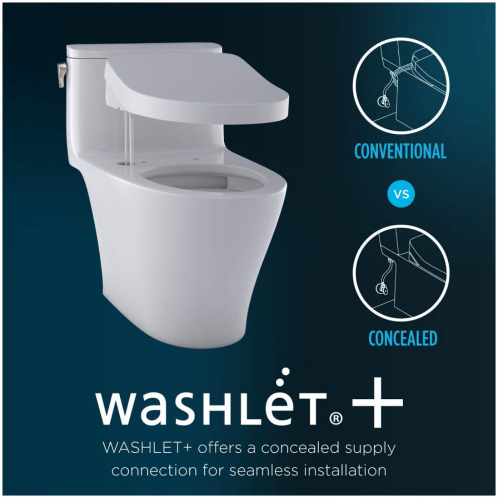 [MW4364736CEMFGN#01] TOTO Aquia IV Cube 1.28 GPF And 0.9 GPF Dynamax Tornado Flush Toilet With Washlet S7A Bidet Seat (SAK74285)