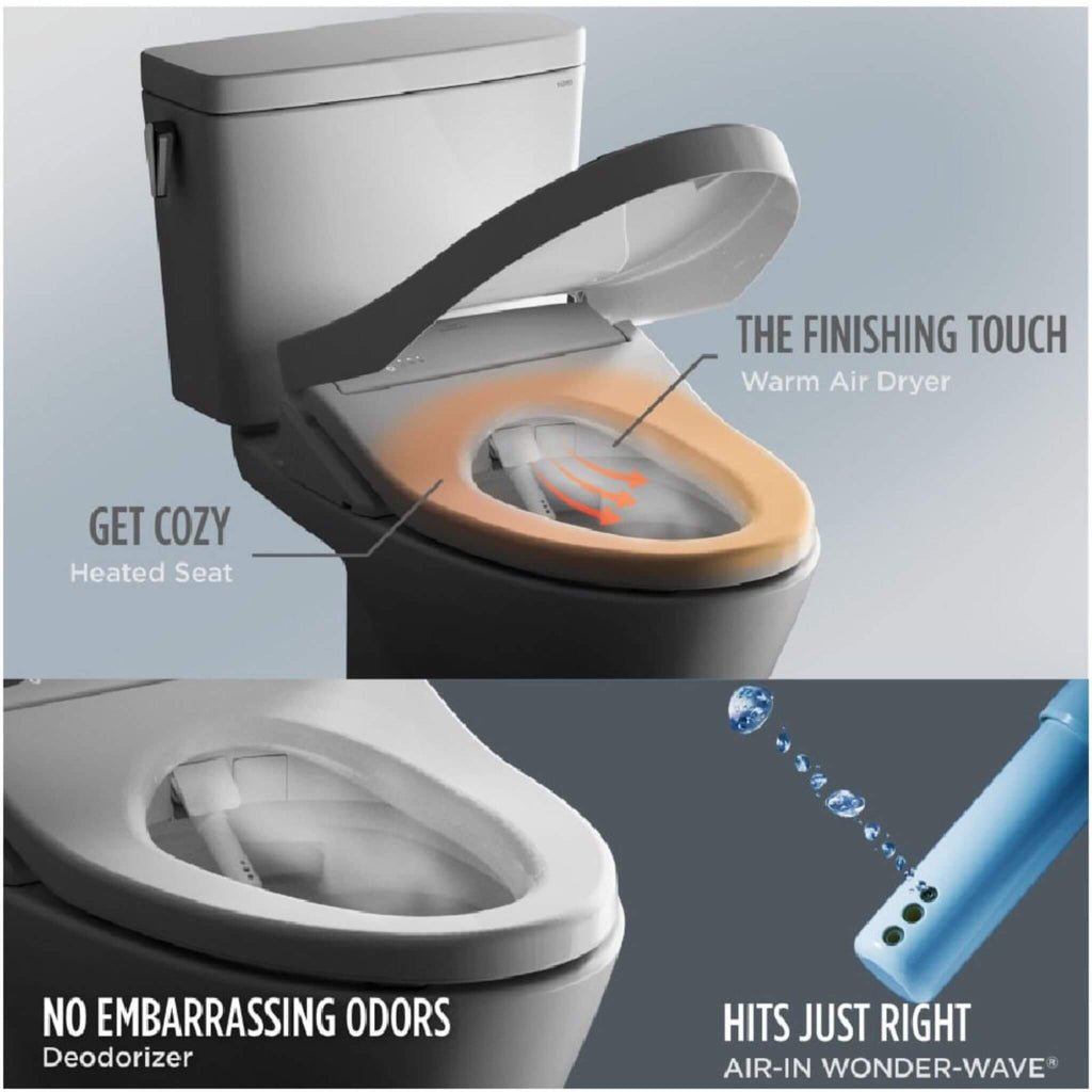 [MW7764726CEFGA#01] TOTO Drake 1.28 GPF Elongated Chair Height Toilet With Washlet S7 Heated Auto Open Bidet Seat (SAK19563)