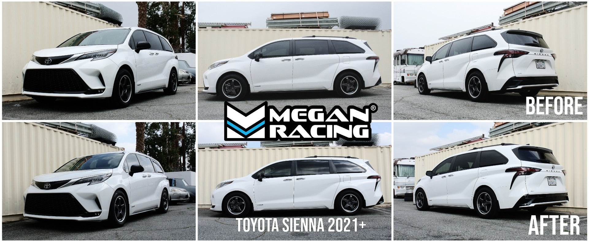 Megan Racing Coil Over Dampers for 2021+ Toyota Sienna AWD - 32-Level Adjustable, 7.5kgf/mm Front, 9.5kgf/mm Rear MR-CDK-TSE21X