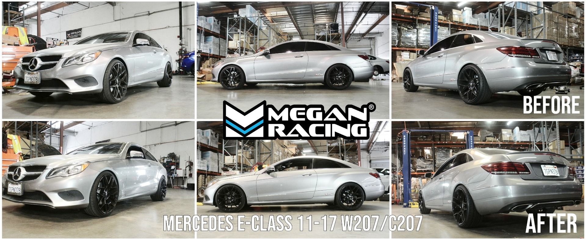 Megan Racing Coilover Damper Kit for Mercedes E-Class 2011-2017 W207/C207 - Monotube, 30-click Damping, Full Length Adjustability MR-CDK-W207-EU