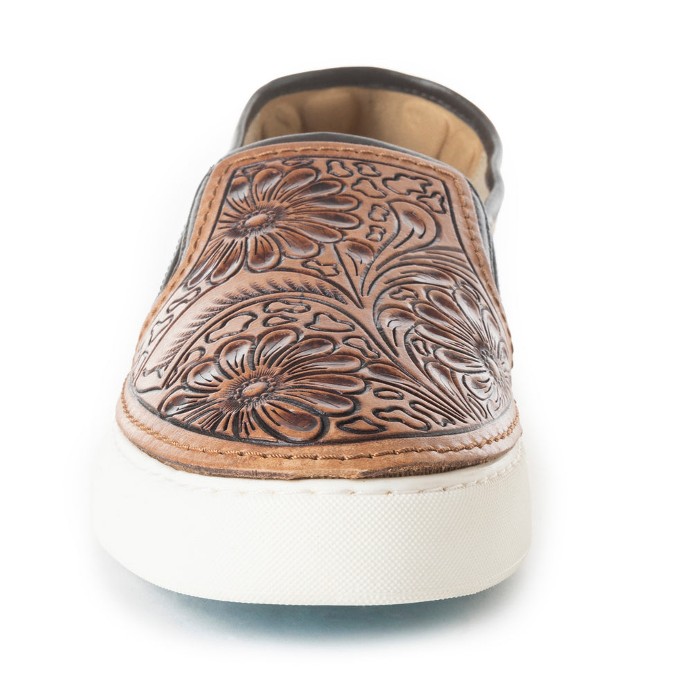 Myra Argun Western Handtooled Hairon Sneakers – Western Floral Slip - On Shoes for Women with Leather Accents - PhishStones Products