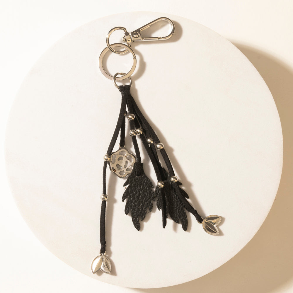 Myra Blackthorn Tassel Keychain in Velvet Black - PhishStones Products