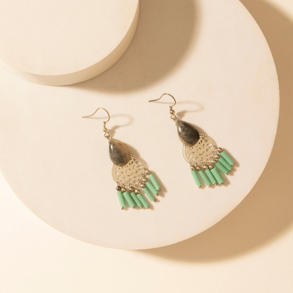 Myra Cantina Turquoise Earrings in Night Silver - PhishStones Products