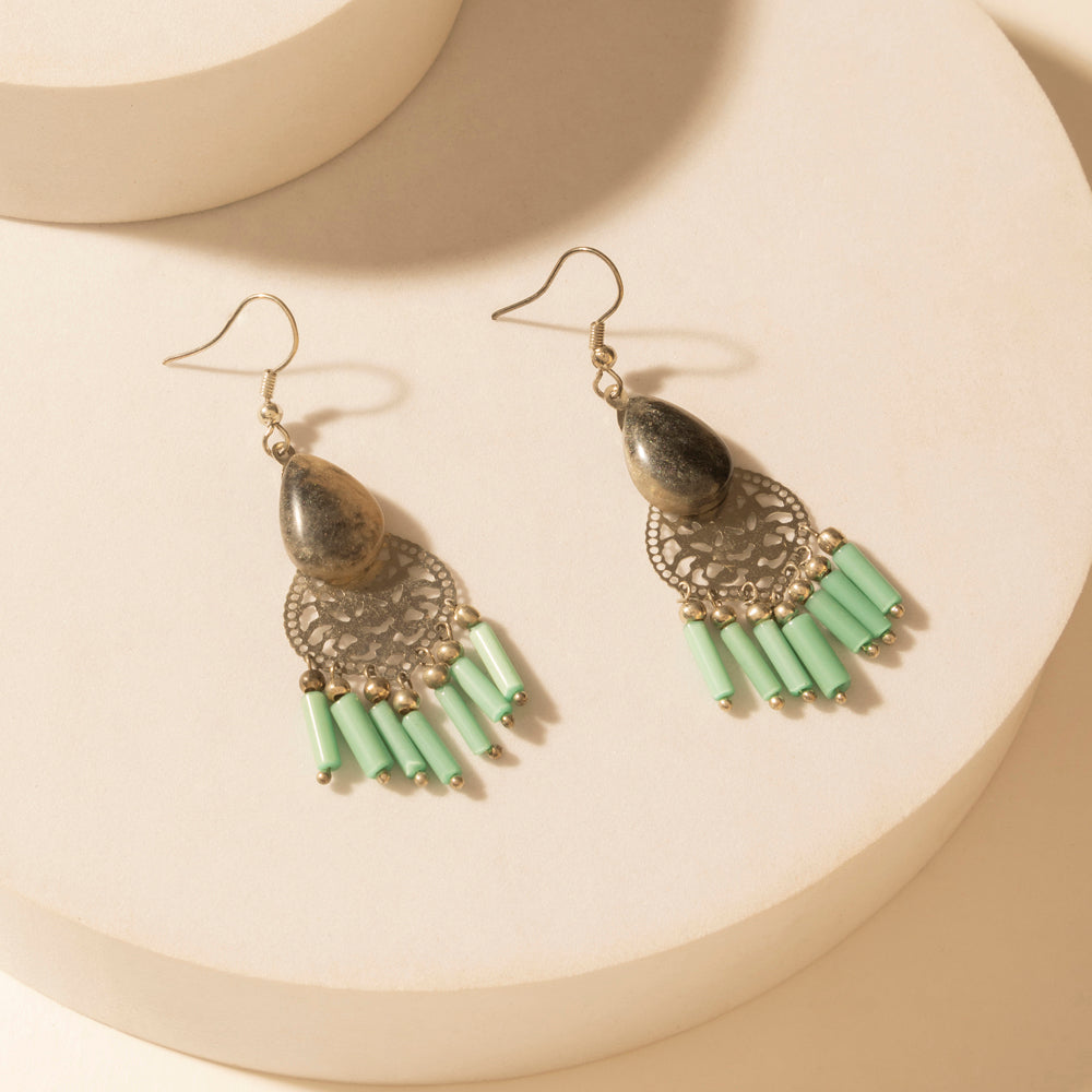 Myra Cantina Turquoise Earrings in Night Silver - PhishStones Products