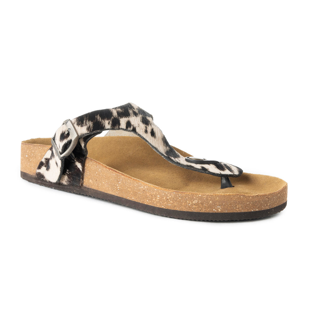 Myra Chino Hairon Leather Sandals for Women â€“ Western Toe Loop Flats with Cork Sole for Comfortable Wear - PhishStones Products