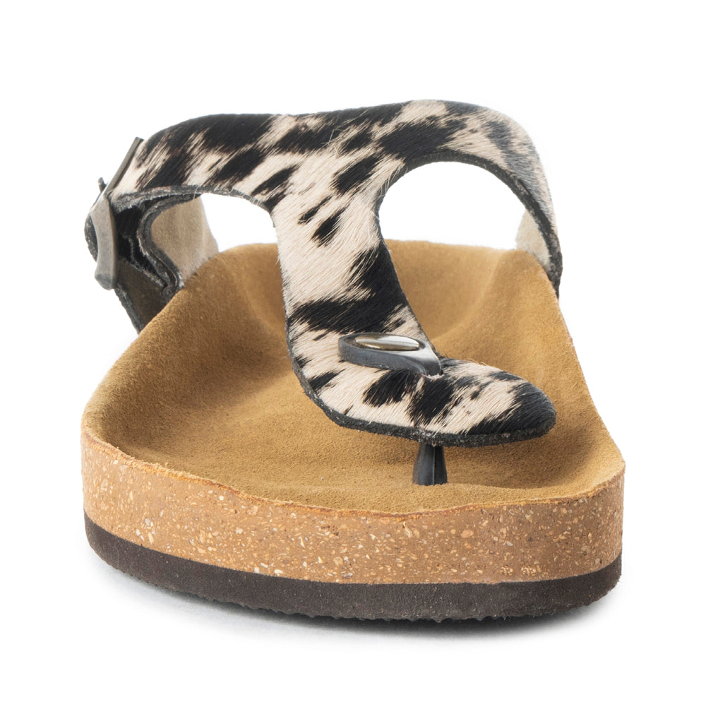 Myra Chino Hairon Leather Sandals for Women â€“ Western Toe Loop Flats with Cork Sole for Comfortable Wear - PhishStones Products