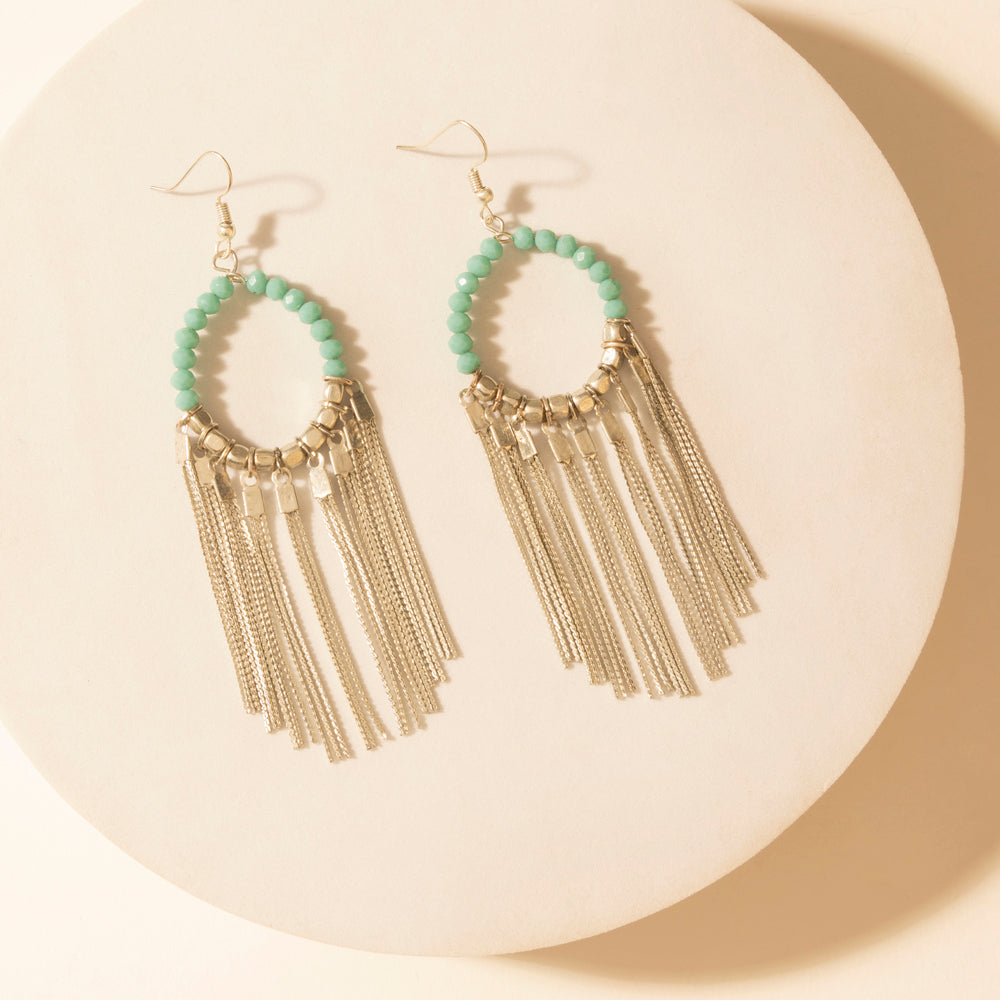 Myra Desert River Fringe Earrings in Mist Aqua - PhishStones Products