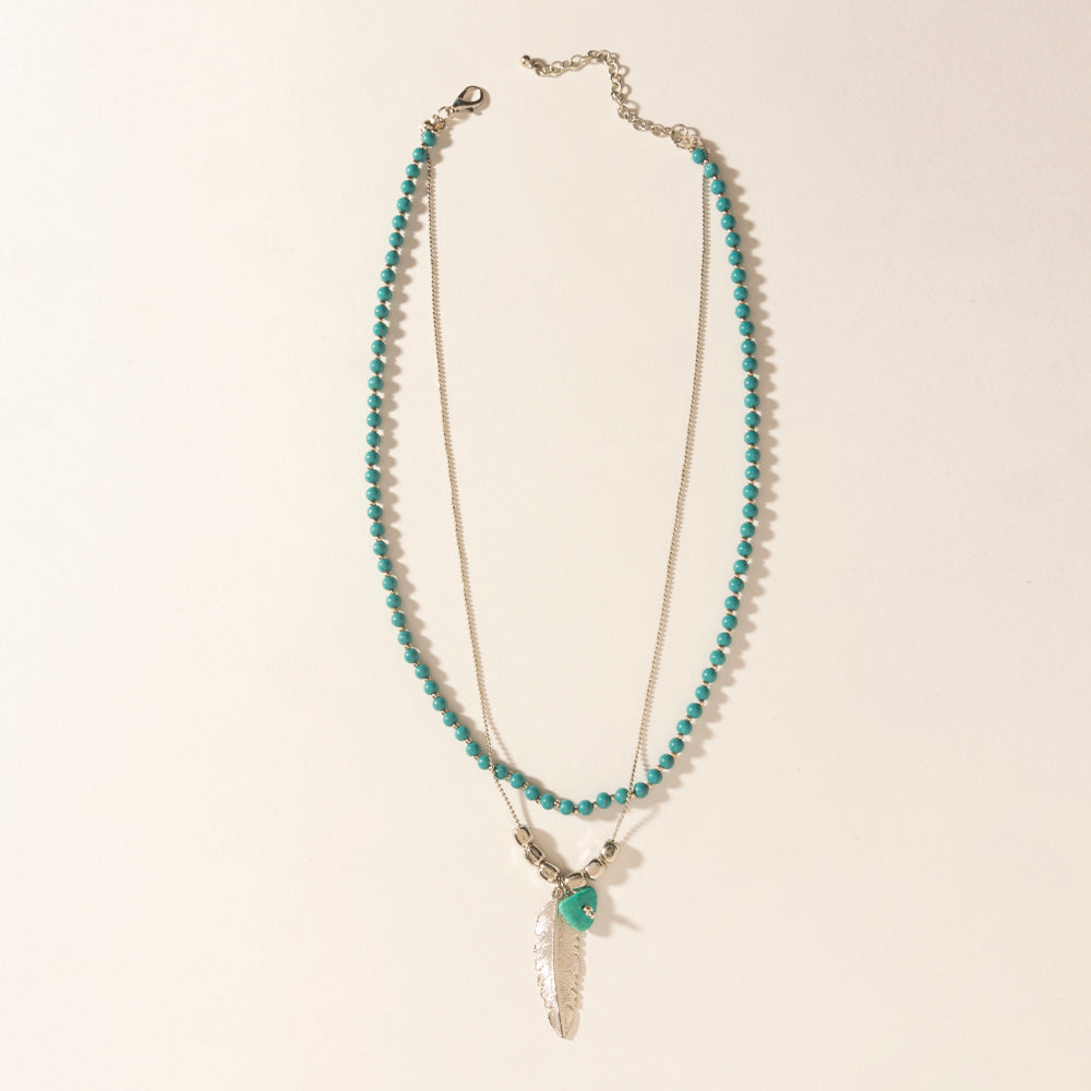 Myra Feathered Sage Necklace in Range Blue - PhishStones Products