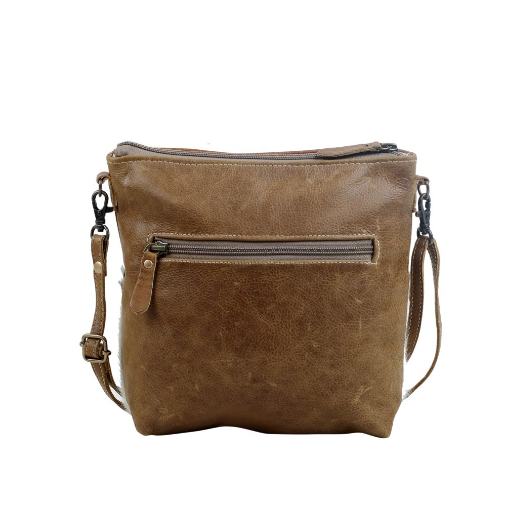 Myra Frontier Trail Embossed Leather Crossbody Bag Western Hairon Purse with Adjustable Leather Strap - PhishStones Products