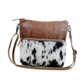 Myra Frontier Trail Embossed Leather Crossbody Bag Western Hairon Purse with Adjustable Leather Strap - PhishStones Products