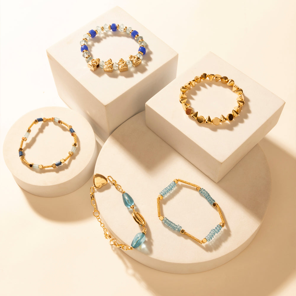 Myra Gilded Lasso Stack Bracelet in Arena Blue - PhishStones Products