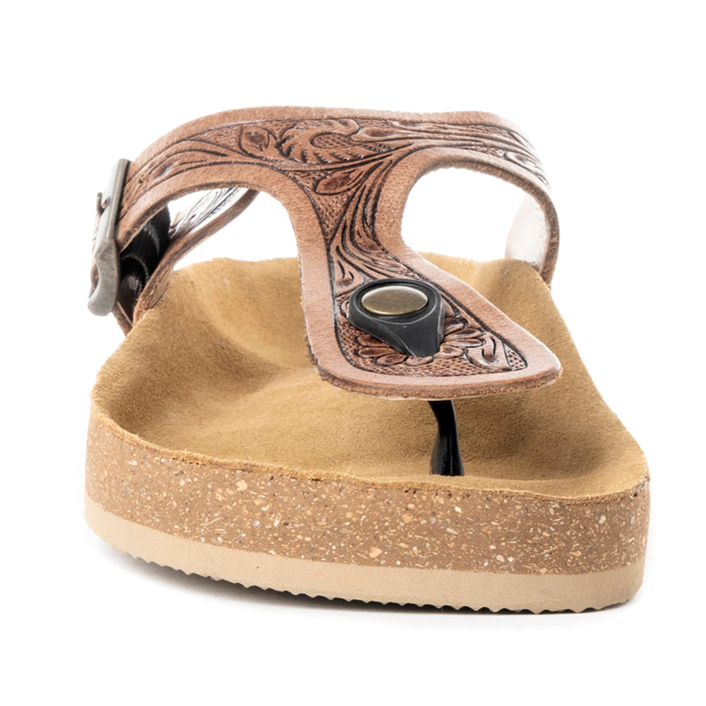 Myra Grashius Leather Slip - on Flats for Women - Handtooled Casual Sandals with Western Flair - PhishStones Products