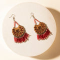 Myra Handtooled Carnival Bloom Fringe Earrings in Ember Pink - PhishStones Products