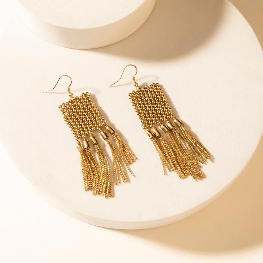 Myra Lanternlight Tassel Earrings in Chime Gold - PhishStones Products