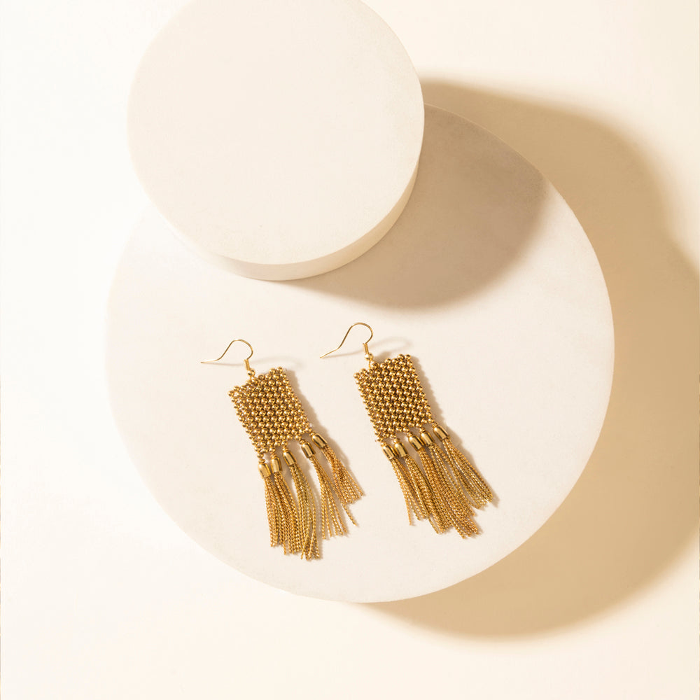 Myra Lanternlight Tassel Earrings in Chime Gold - PhishStones Products