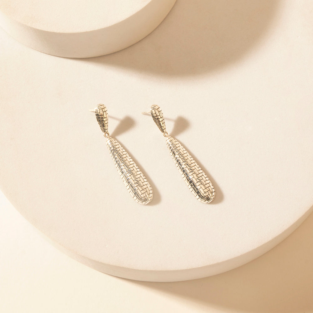Myra Lariat Mesh Sterling Silver Earrings in Dusty Chrome - PhishStones Products