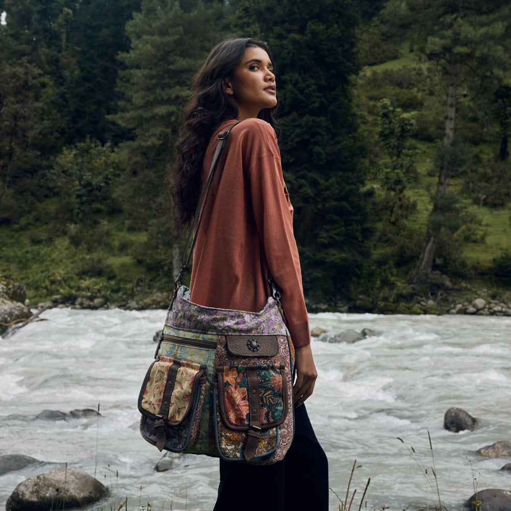 Myra Le Fleur Bel Cowgirl Shoulder Bag - Multi - Floral Print Crossbody with Leather Straps for Everyday Western Flair - PhishStones Products