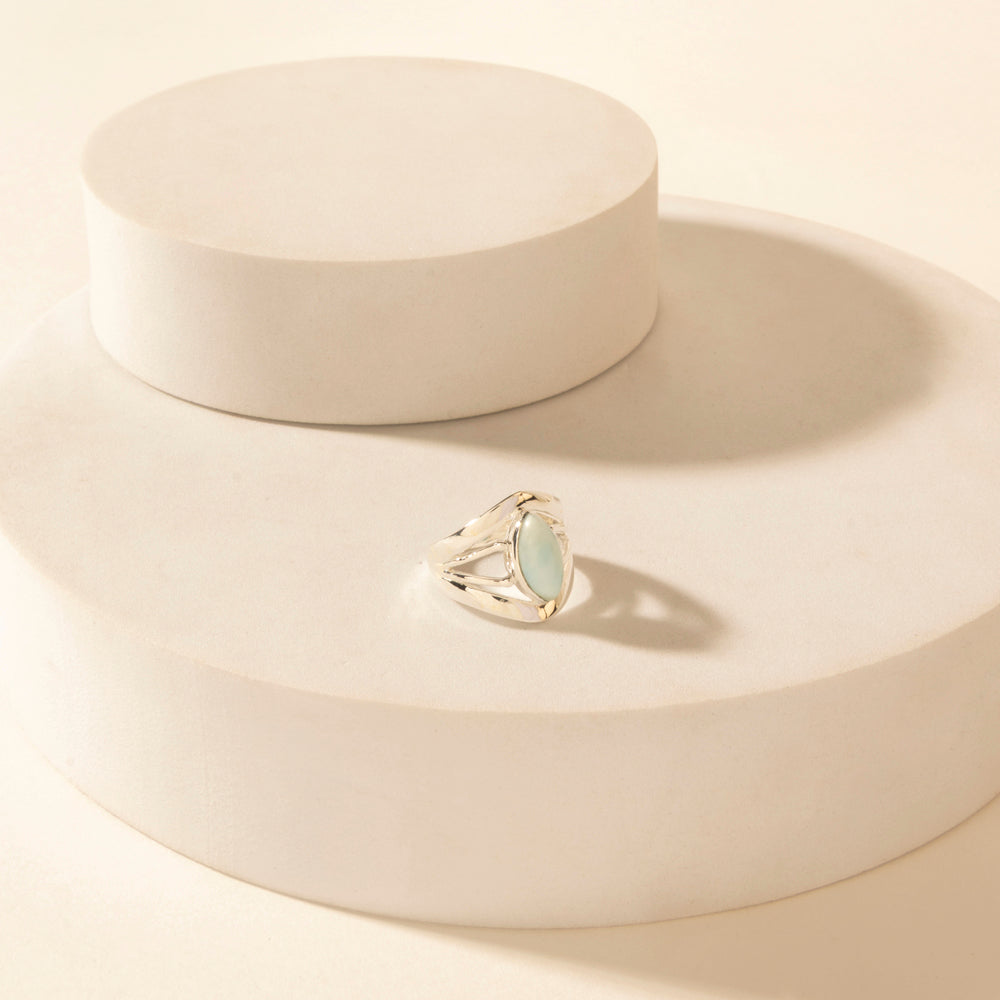 Myra Marquise Halo Sterling Silver Ring in Mirage Grey - PhishStones Products