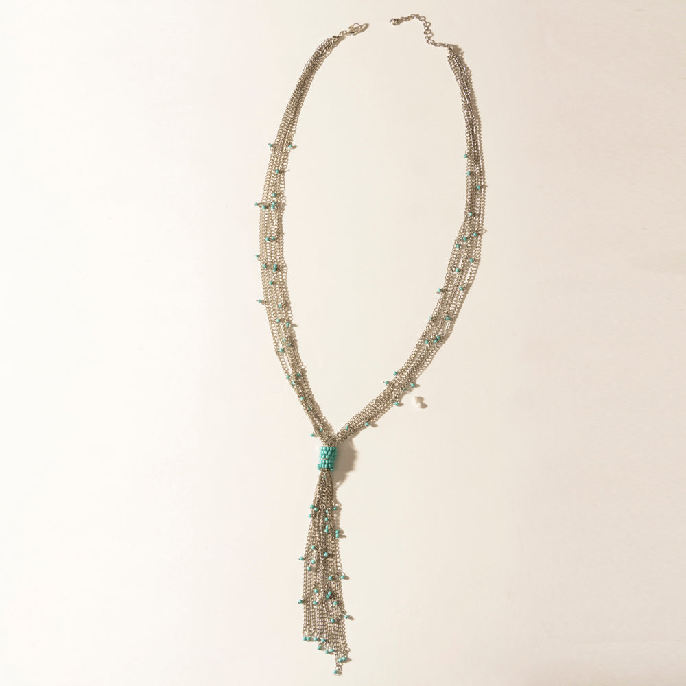 Myra Mist River Tassel Necklace in Silver Mix - PhishStones Products