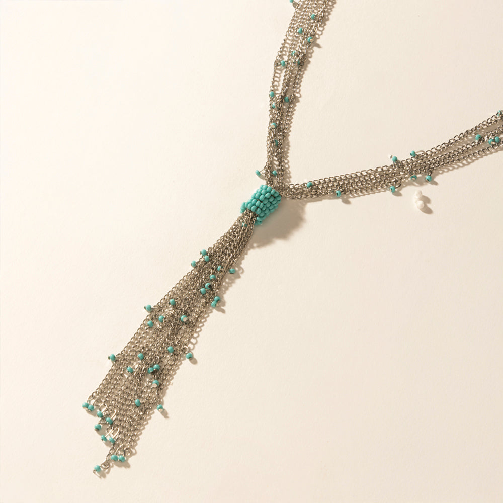 Myra Mist River Tassel Necklace in Silver Mix - PhishStones Products
