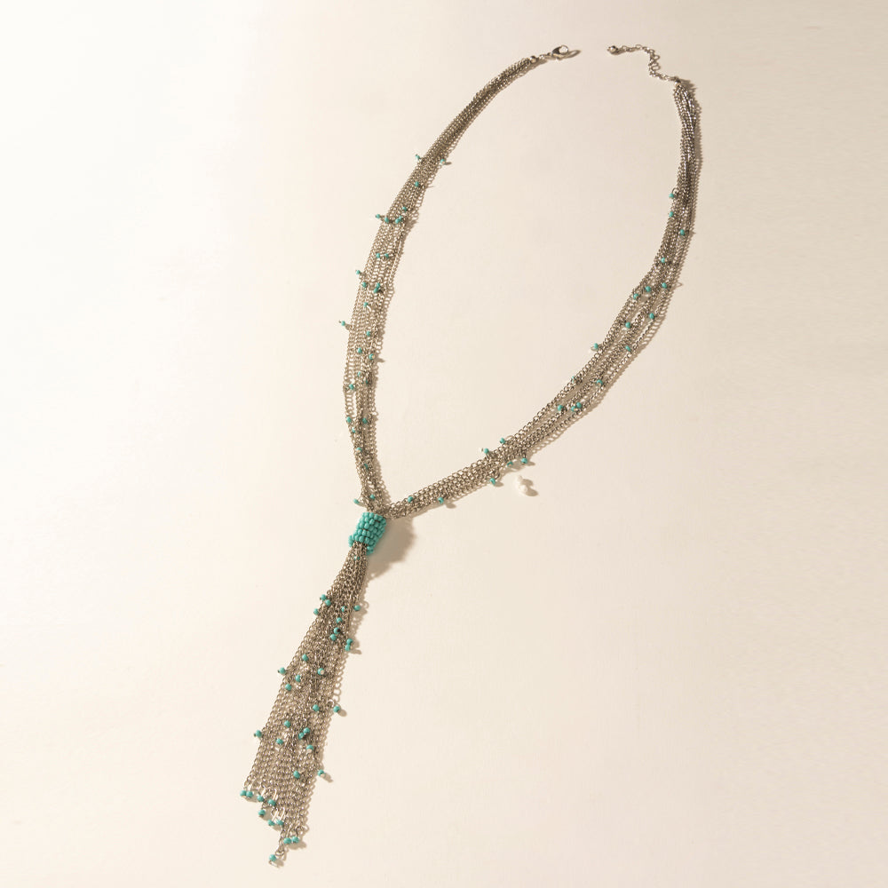 Myra Mist River Tassel Necklace in Silver Mix - PhishStones Products