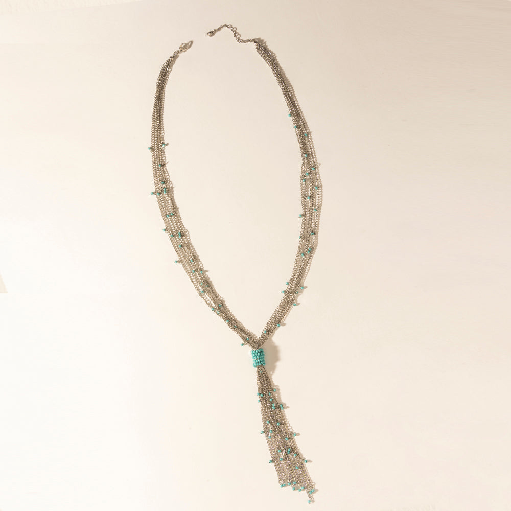 Myra Mist River Tassel Necklace in Silver Mix - PhishStones Products