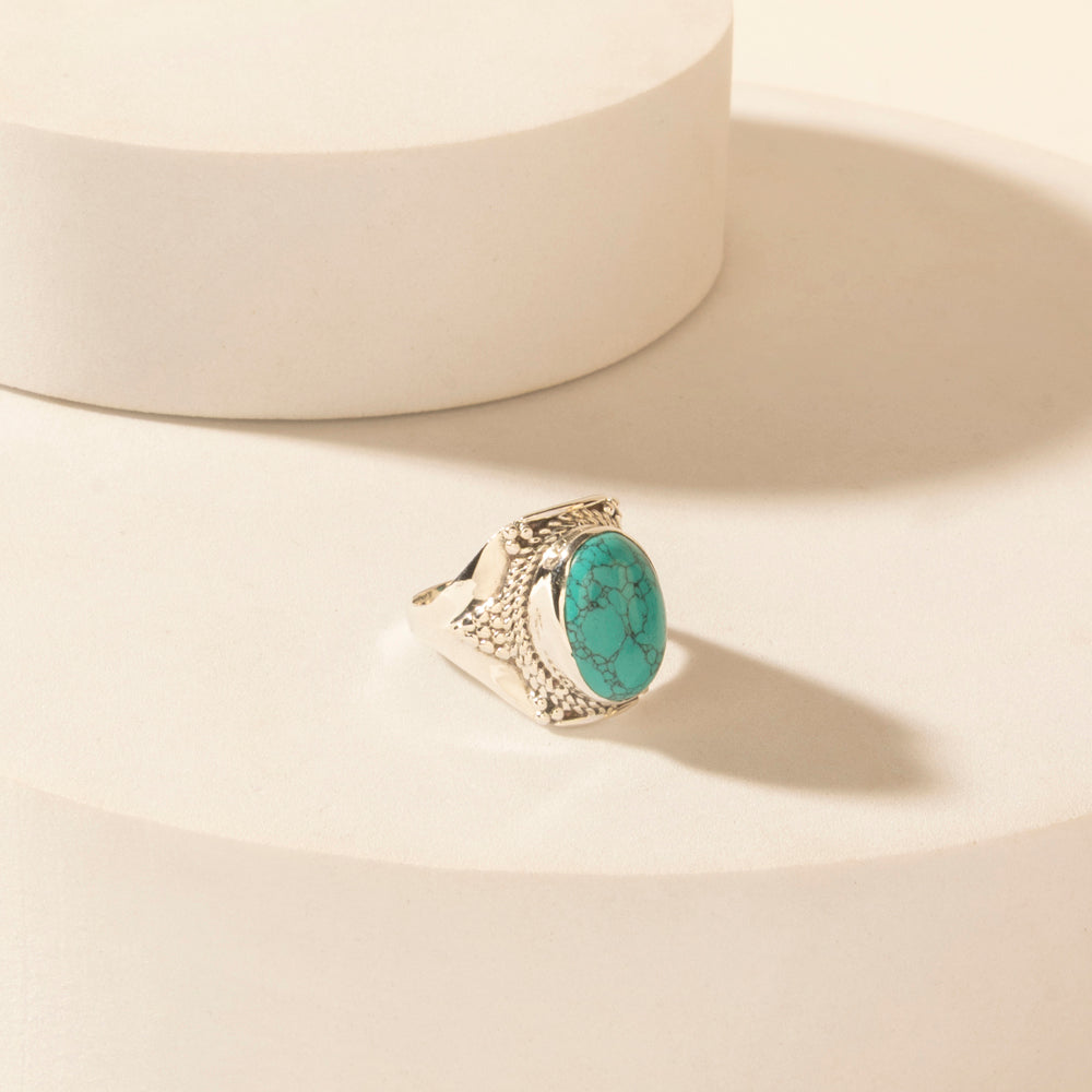 Myra Moonstrike Sterling Silver Ring in Arena Teal - PhishStones Products