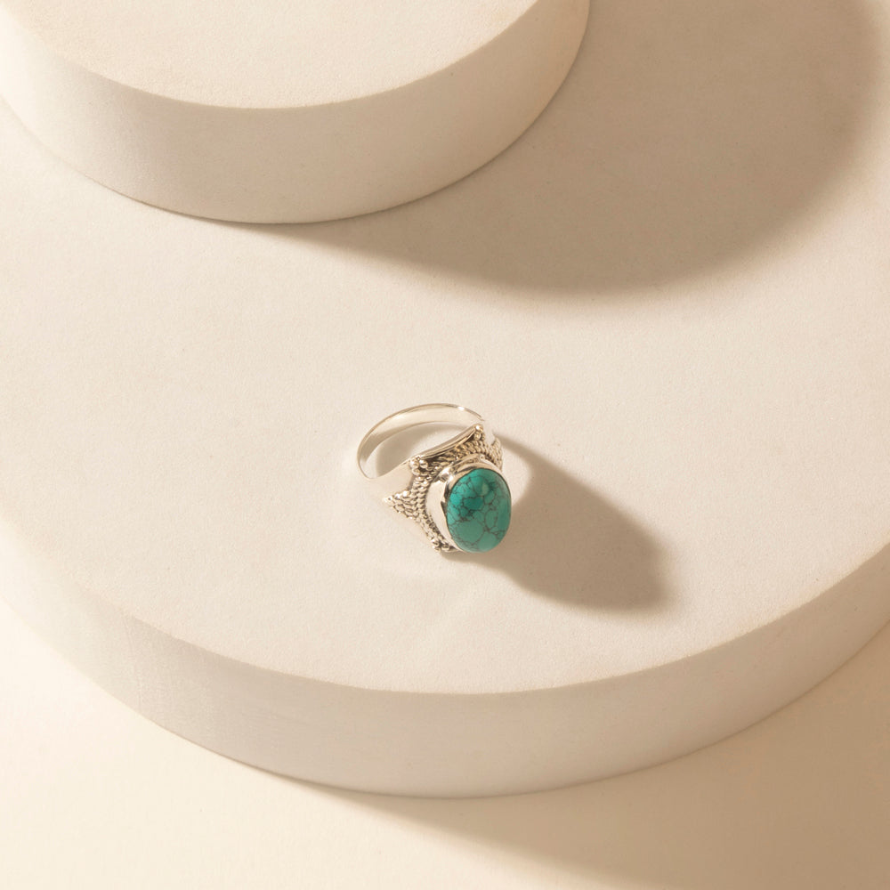 Myra Moonstrike Sterling Silver Ring in Arena Teal - PhishStones Products