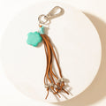 Myra Rangeflower Tassel Charm Keychain in Suede Brown - PhishStones Products