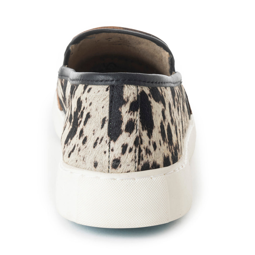 Myra Reflexo Textured Leather Slip - Ons - Hairon Cowhide & Floral Tooling Comfort Sneakers for Women - PhishStones Products
