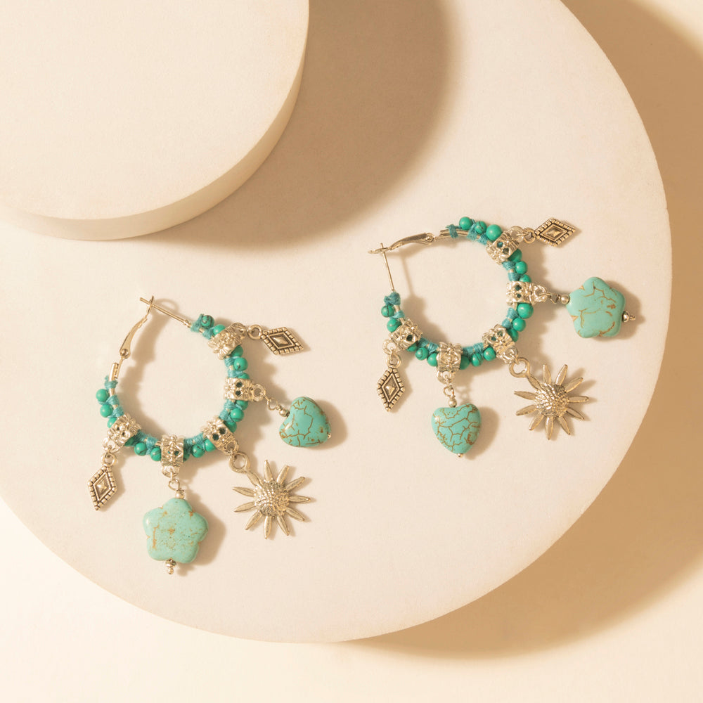Myra Sunchrome Charm Hoop Earrings in Bloom Blue - PhishStones Products