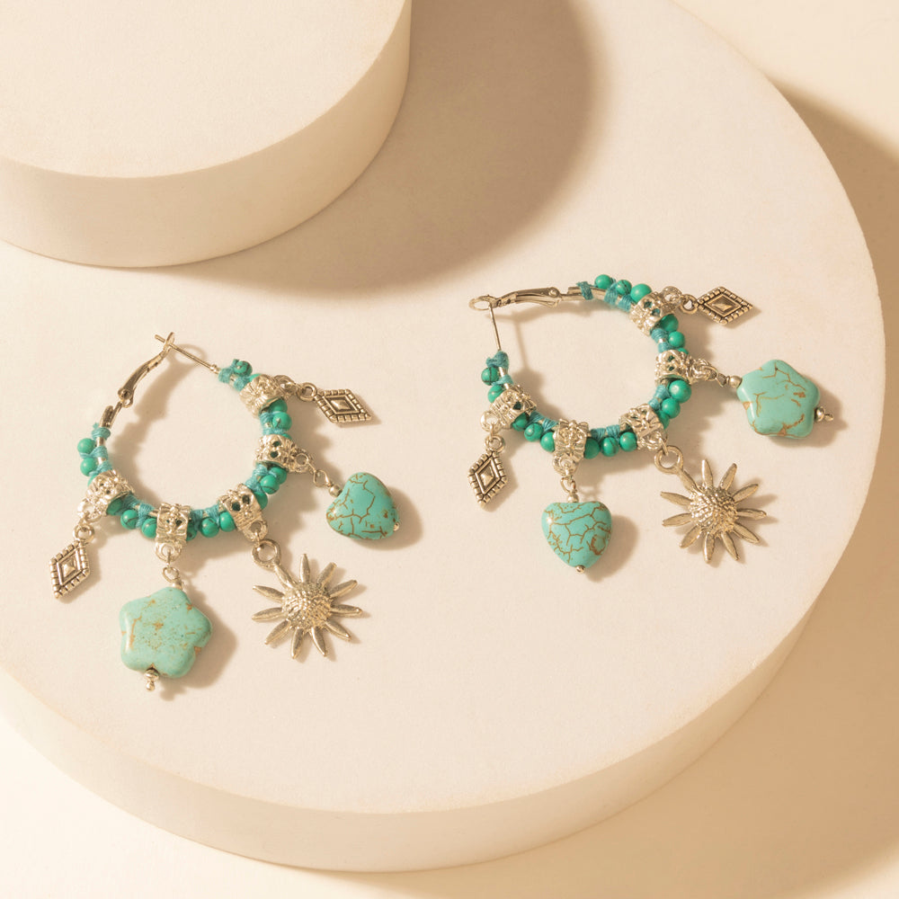 Myra Sunchrome Charm Hoop Earrings in Bloom Blue - PhishStones Products