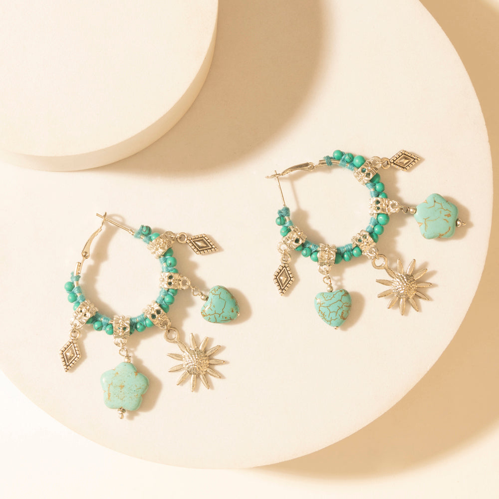 Myra Sunchrome Charm Hoop Earrings in Bloom Blue - PhishStones Products