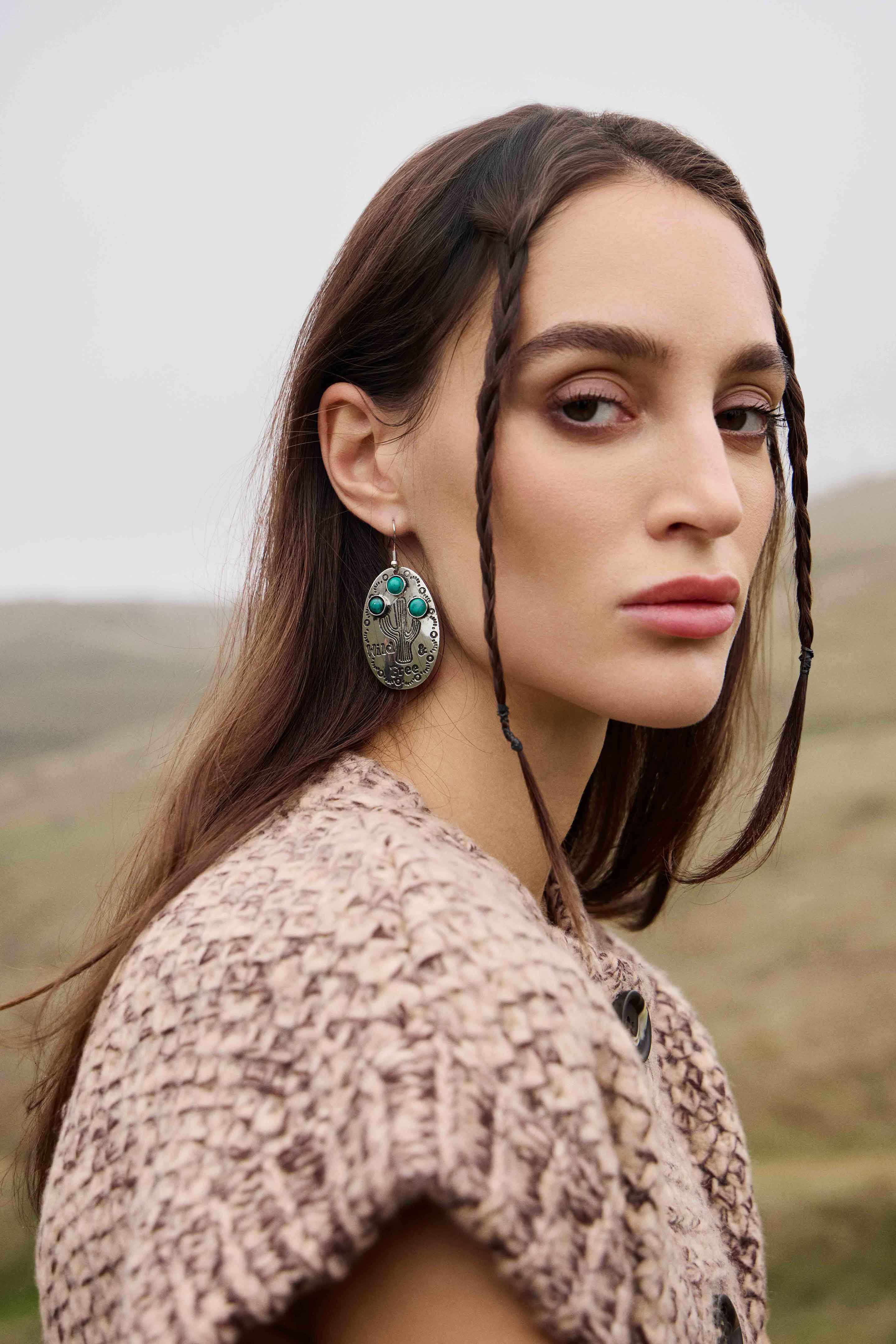Myra Wild Saguaro Earrings in Moon Silver - PhishStones Products