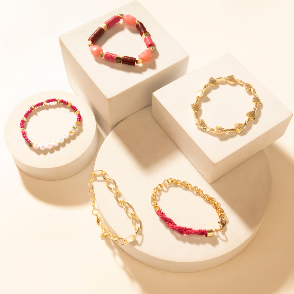 Myra Wildflower Sunshine Stack Bracelet in Carnival Pink - PhishStones Products