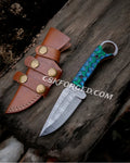 Mystic Blade 9" Damascus Steel Hunting Knife with Jiggle Wood Handle - PhishStones Products