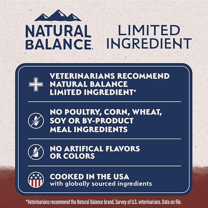Natural Balance Limited Ingredient Adult Dry Dog Food with Healthy Grains, Beef & Brown Rice Recipe, 12 Pound (Pack of 1) - PhishStones Products